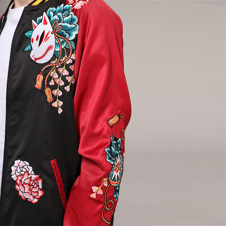 Custom Embroidered Design Mens Satin Bomber Jacket